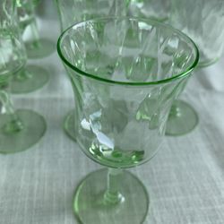 10 Vintage Green Depression Uranium GLASSES