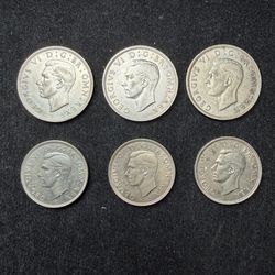 6 Great Britain silver coins