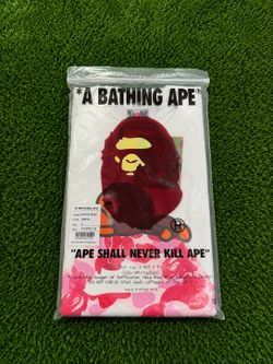 BAPE ABC Camo Big Ape Head T-Shirt – White/Pink – Size Large