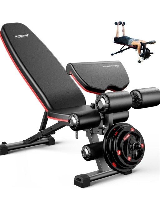 HARISON Weight Bench - Adjustable Workout Bench Press for Home Gym with Leg Extension and Preacher Pad,