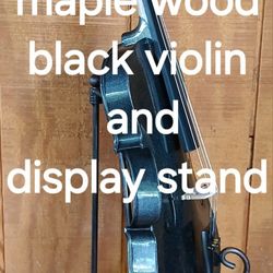 Brand New Black Maple Wood Violin With Heavy Display Stand 