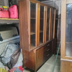Large, Two-piece Emphasis China Cabinet by Broyhill - MCM China Cabinets & Hutches For Sale - Sweet Modern,