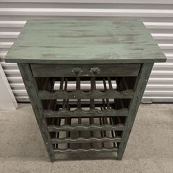 Rustic Wooden Wine Rack with Drawer – Distressed Green Finish