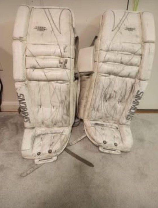 32" White Simmons Senior Goalie Leg Pads