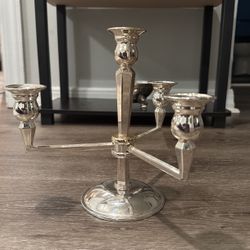 Mid Century Modern Style Silver Plated 4 Arm Candelabra