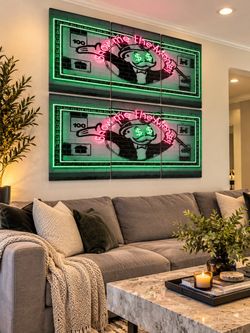 Show Me the Money Neon Canvas Wall Art Set