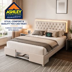 Brand new luxury queen bedframe with bottom storage for 140