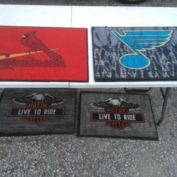 CARDINALS BLUES HARLEY DAVIDSON DOOR MATS. READ DETAILS 