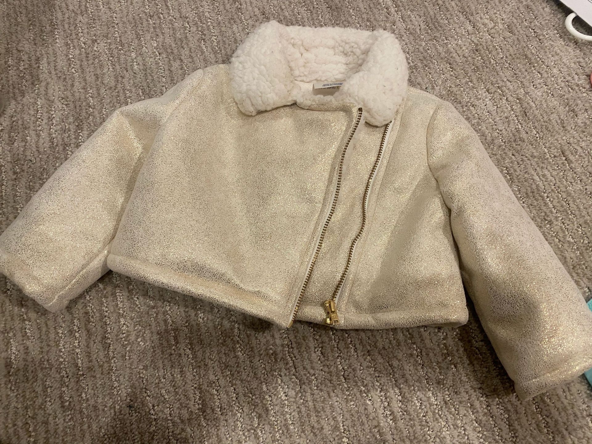 Gold & white Genuine Kids side zipper jacket 12 Months