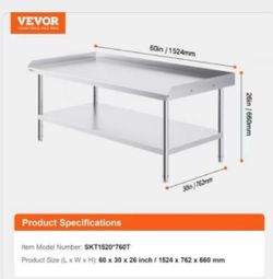 30 x 60 x 26 Inch Stainless Steel Work Table