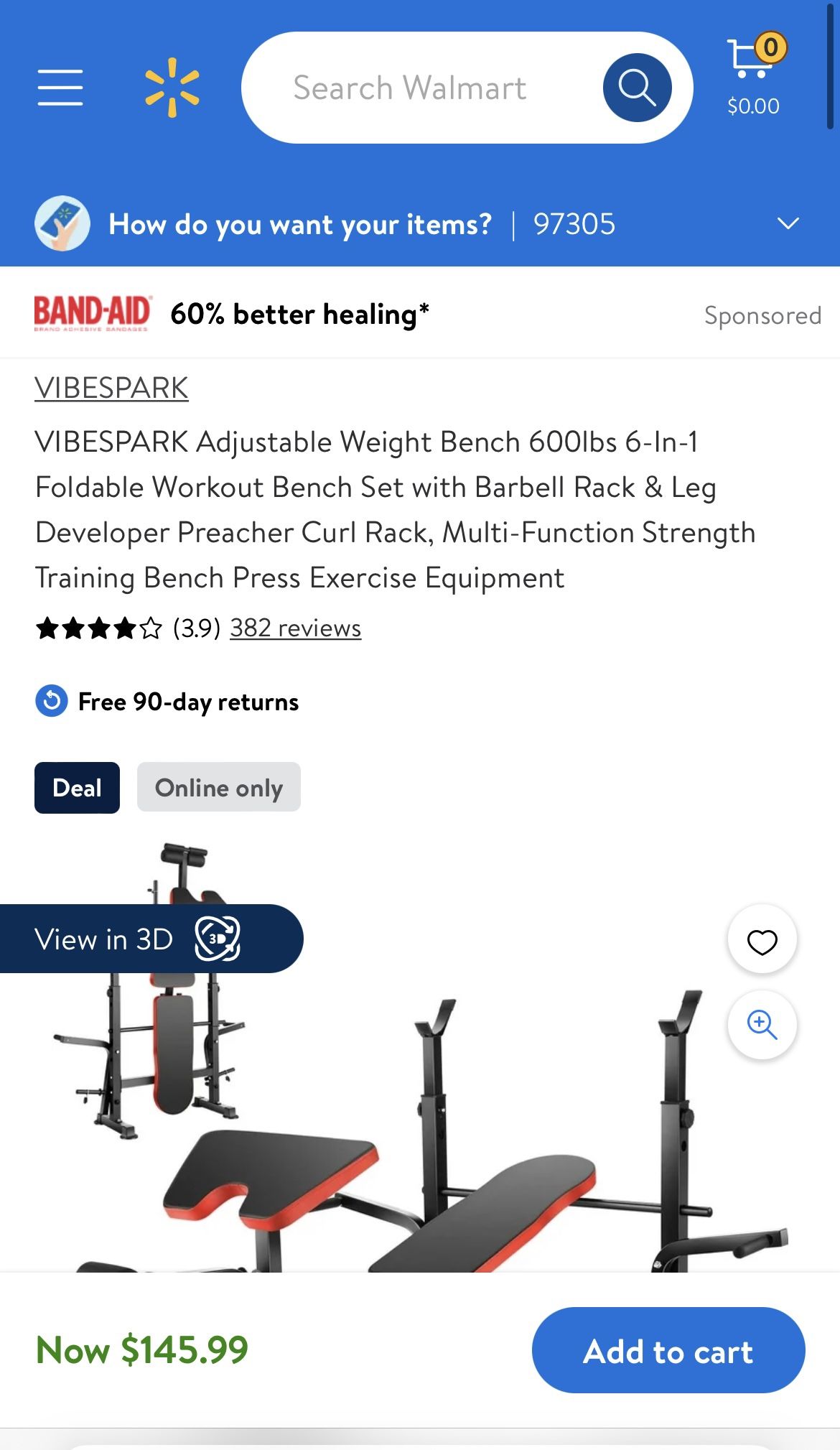 OPPSDECOR 660lbs 6 in 1 Weight Bench Set with Squat Rack, Workout Bench