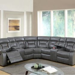 New Gray Recliner Sectional Sofa Couch 