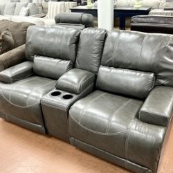 New Leather Power Reclining Loveseat