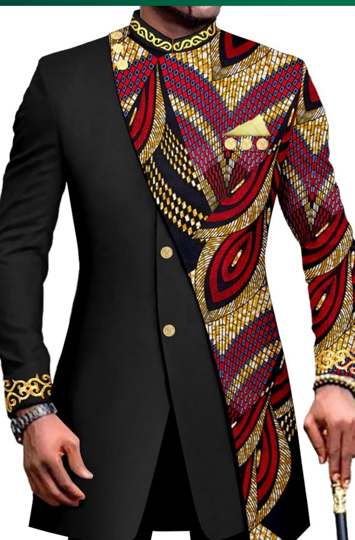 Private Afripride African Suit Embroidery Print Blazer, XXL *BRAND NEW*