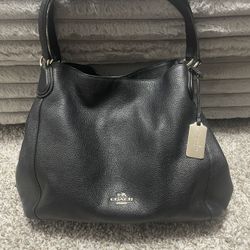 Coach Black Pebbled Leather Edie 31 Shoulder Bag