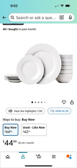 Amazon Basics 18 Piece Dinnerware 