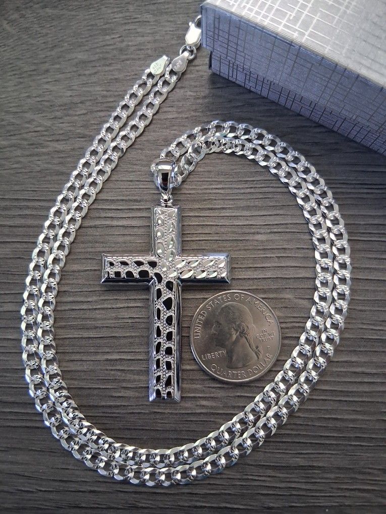 Cadena Y Cruz Plata 925