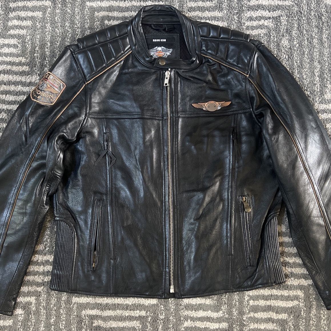 Harley Davidson Mens 110th Anniversary Black Leather Jacket