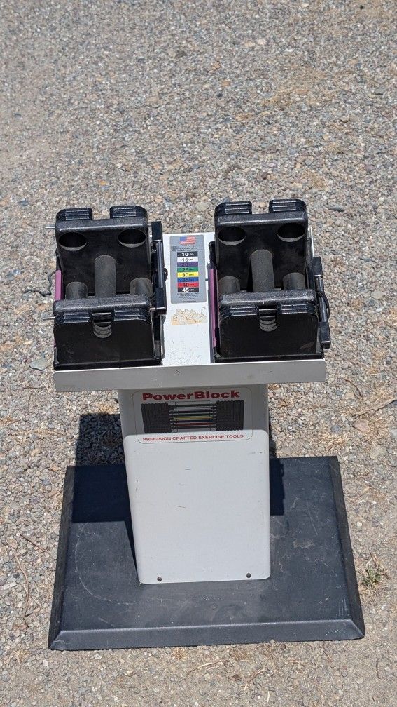 PowerBlock Adjustable Dumbbell Set 40LB Total w/ Stand - Made in USA