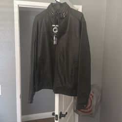 Fried Denim Est. 2015 NYC 2X Black Faux Leather Jacket Bomber Motorcycle