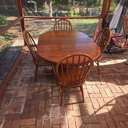 Solid Oak Wood Dining Room Set