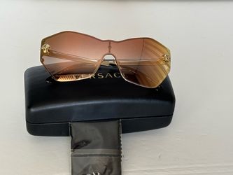 VERSACE Women’s Rimless Sunglasses In Gold and Brown Gradient.
