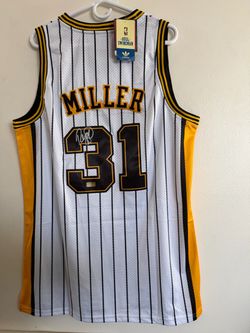 REGGIE MILLER SIGNED INDIANA PACERS AUTOGRAPHED ADIDAS JERSEY w/COA - XXL 26-03