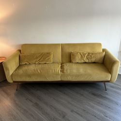 Maxwell 83" Velvet  Mustard Yellow Sofa