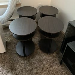 Set Of 4 Furinno Jaya Simple Design Oval End Tables(1) Has A Little Damage On Bottom(See & Click On Pictures). New. Never Been Used. 