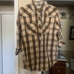 Old Navy Brown Plaid Shirt w/Pearl Snaps
