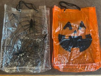 Large Vintage 90’s Clear Vinyl Halloween Trick or Treat Bags Set