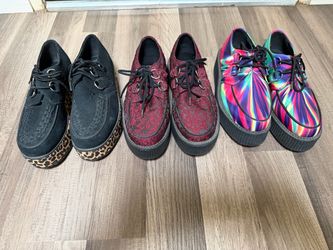 3 Pairs T.U.K TUK Adult Unisex Platform Creeper Shoes US Men 6 Women 8 Used Read