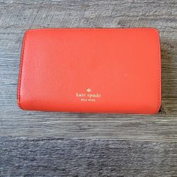 KATE SPADE  Mikas Pond Christine Embossed Leather Small Wallet Red NEW