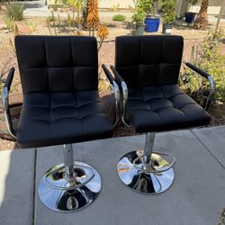 2 Black Adjustable Bar Stools