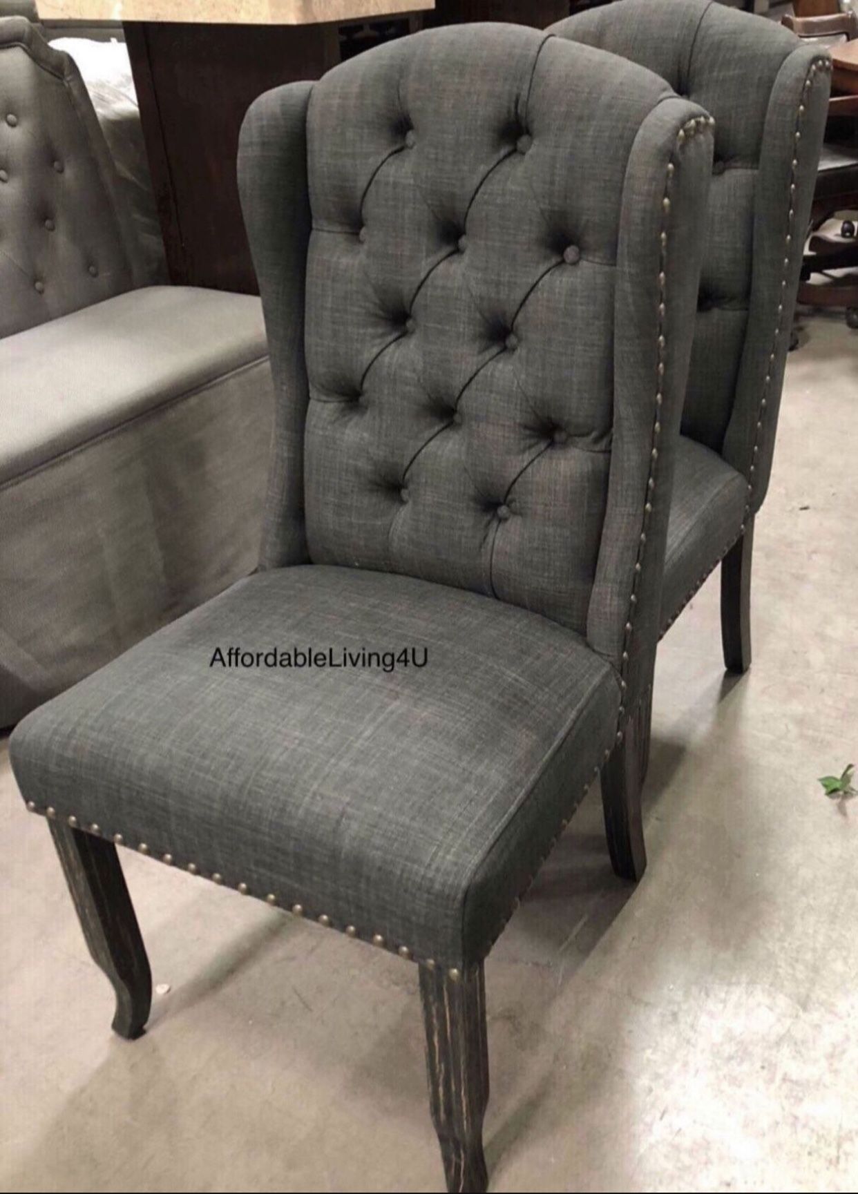 Dark Grey Wingback Dining Chairs Set Of 2 Brand New In Box 