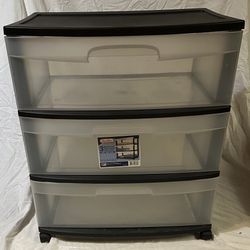Sterilite Wide 3 Drawer Cart Black With Wheels