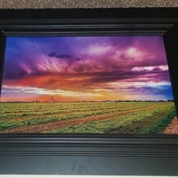 41" BLACK WOOD FRAMED XL MORMON TEMPLE CHURCH VALLEY SUNSET SIGNED PAINTING PICTURE WALL ART DECOR DISPLAY COLLECTABLE
