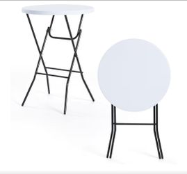 Folding Round Table, 32in Cocktail Table, High Top Table with Removable Legs, Foldable Bar Tables, Pub Tables for Weddings, Parties,Patio, Business Ev