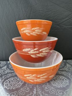 PYREX: NEW, Autumn Harvest, Bow set of 3, Vintage, NEW, 1970-80’s era