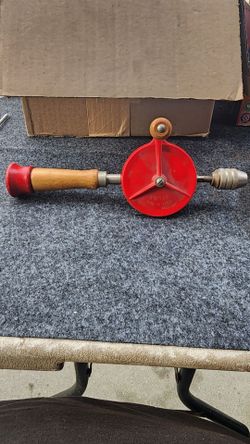 Vintage Hand Drill with Red Wheel