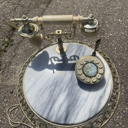 Antique Phone And Marble Stand