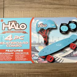 22" Retro Skateboard + Helmet + Elbow Pads Set (Brand New)