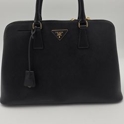 Prada Promenade Saffiano Lux Leather Black Large Bag