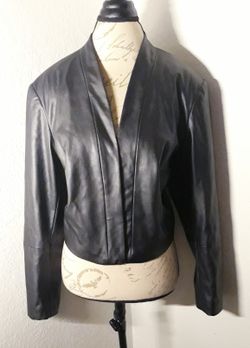 Black Leather Calvin Klein No Closure Jacket Sz