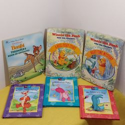 Lot of 6 Vintage Disney Books - Bambi, Winnie the Pooh 