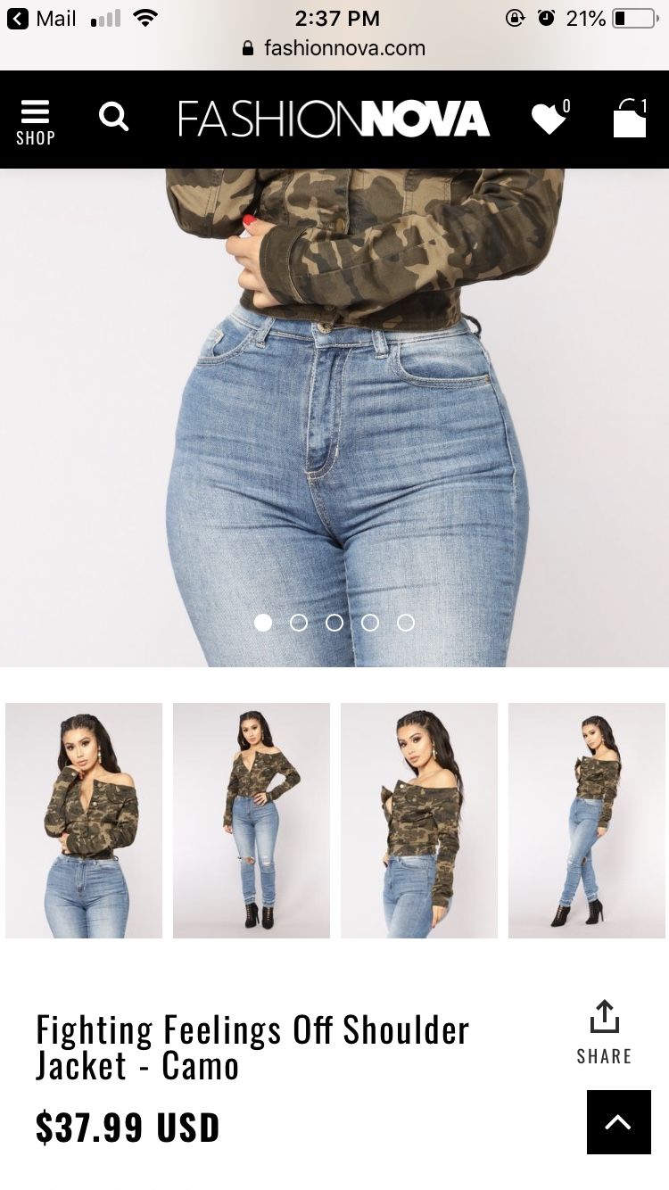 Fashion nova off the shoulder camo jacket