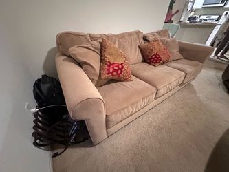 Beige 3-Seat Upholstered Sofa