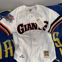 Bran New Authentic Mitchell & Ness SF Giants Battle Of The Bay  1989 Will Clark Throw Back Jersey Size L 
