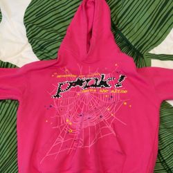 Pink Sp5der Hoodie Medium 