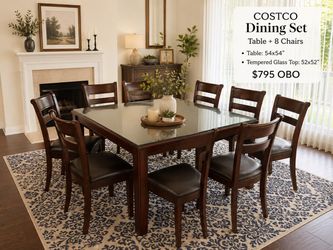 Large Square Dining table with glass top
